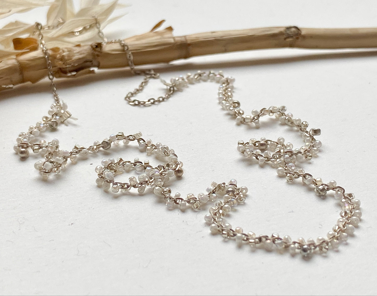 925 Silberkette mit Glasperlen - Handgemacht im Lilleydesign |SILVER MOON