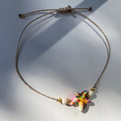 SEESTERN bunt  - Schiebeknoten Armband mit Seestern