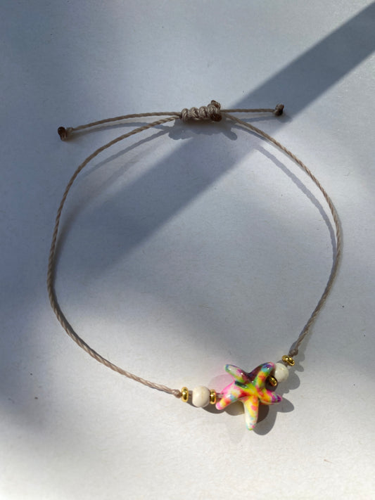 SEESTERN bunt  - Schiebeknoten Armband mit Seestern