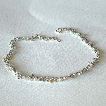 Silber Armband Damen handgemacht - SEAGRASS Glasperlen Armband
