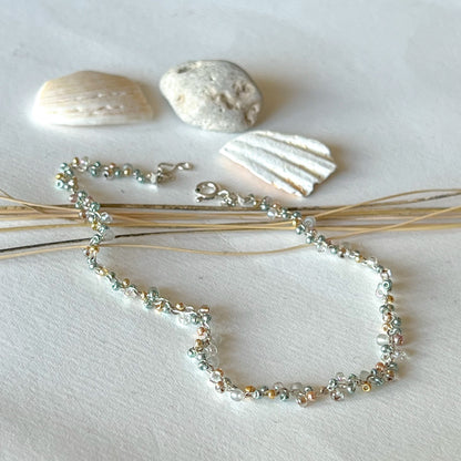 Silber Armband Damen handgemacht - SEAGRASS Glasperlen Armband