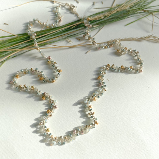 Handgemachte 925 Silberkette mit Glasperlen - Handgemacht im Lilleydesign |SEAGRASS