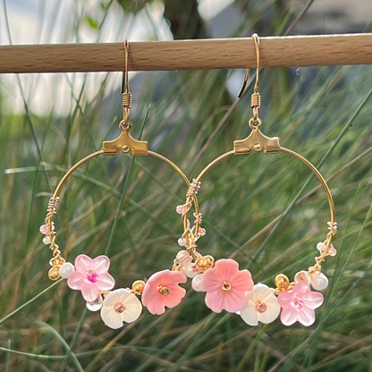 Handgemachte boho filigran Blüten Gold feinvergoldet  Ohrhänger - ibizastyle