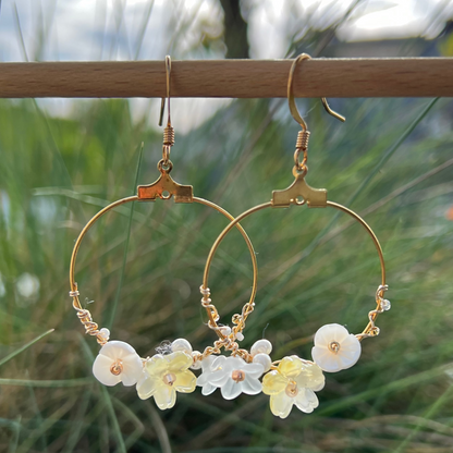 Handgemachte boho filigran Blüten Gold feinvergoldet  Ohrhänger - ibizastyle