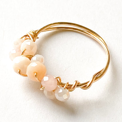 CREAMY - Gold/Silber Ring mit cremefarbenen Glasperlen - Mein Shop