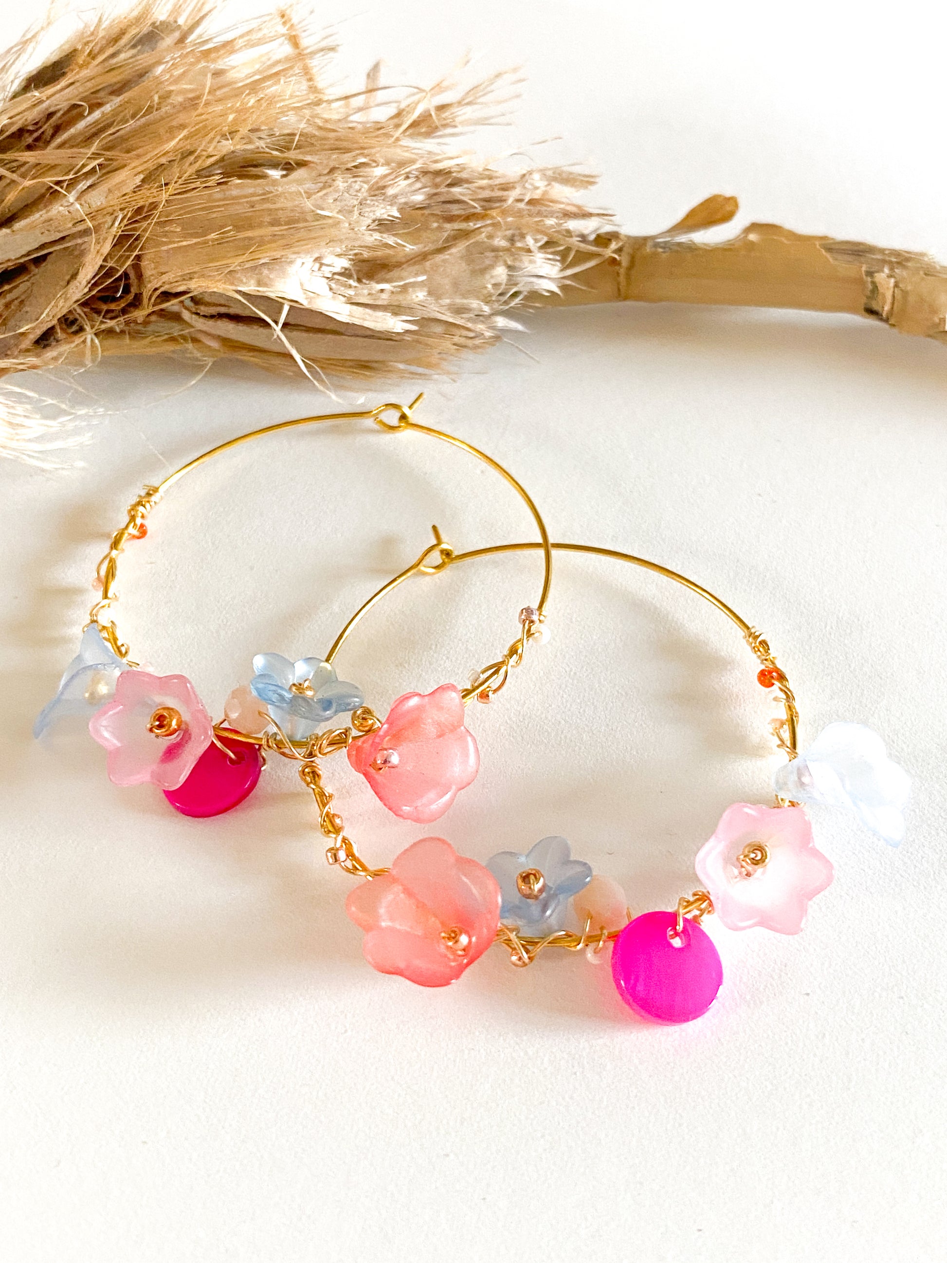 BLUSH - Große vergoldete Blumen Creolen - Mein Shop 