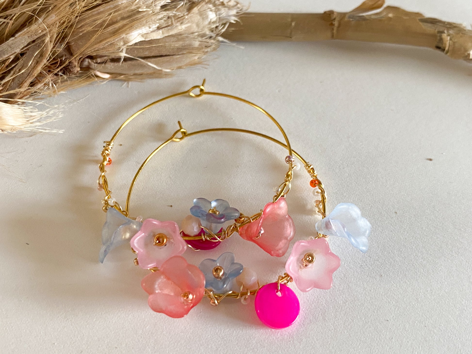 BLUSH - Große vergoldete Blumen Creolen - Mein Shop 
