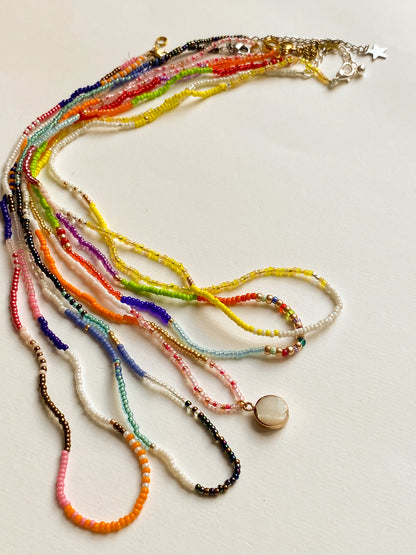 handgefertige multifunktionale  boho Glasperlenkette