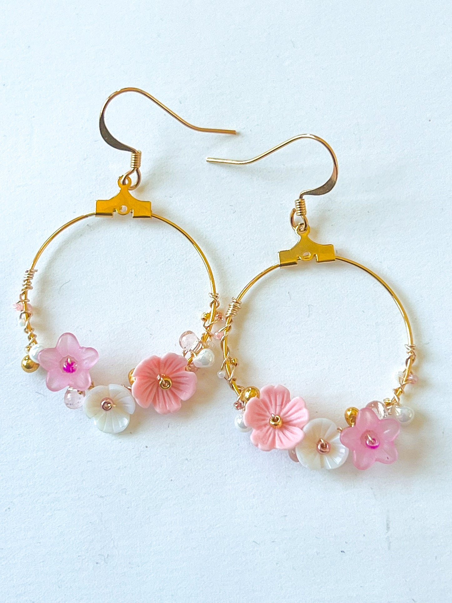 Handgemachte boho filigran Blüten Gold feinvergoldet  Ohrhänger - ibizastyle