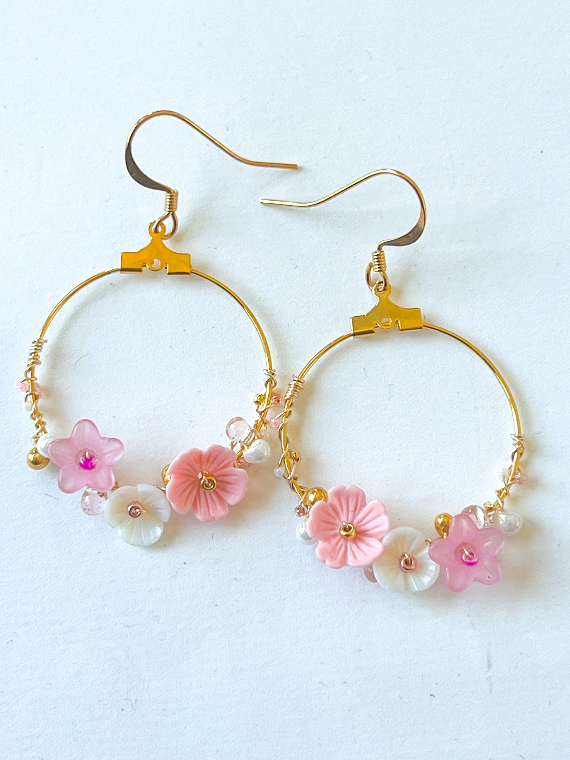 Handgemachte boho filigran Blüten Gold feinvergoldet  Ohrhänger - ibizastyle