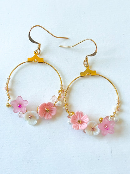 Handgemachte boho filigran Blüten Gold feinvergoldet  Ohrhänger - ibizastyle