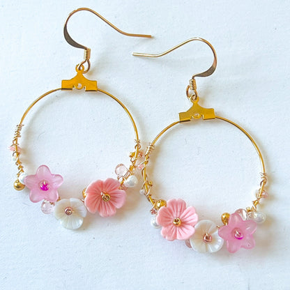 Handgemachte boho filigran Blüten Gold feinvergoldet  Ohrhänger - ibizastyle