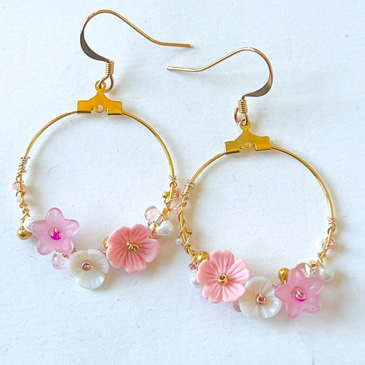 Handgemachte boho filigran Blüten Gold feinvergoldet  Ohrhänger - ibizastyle