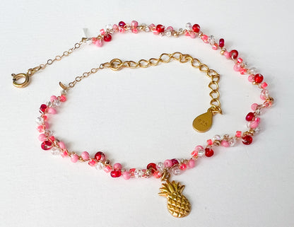 handgemachtes boho Gold Fusskettchen mit Ananas-Charm - PIñA