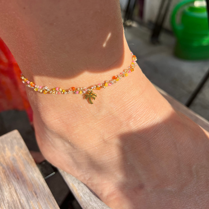 Ibizastyle - Gold Fusskettchen mit kleinem Palmen Charm