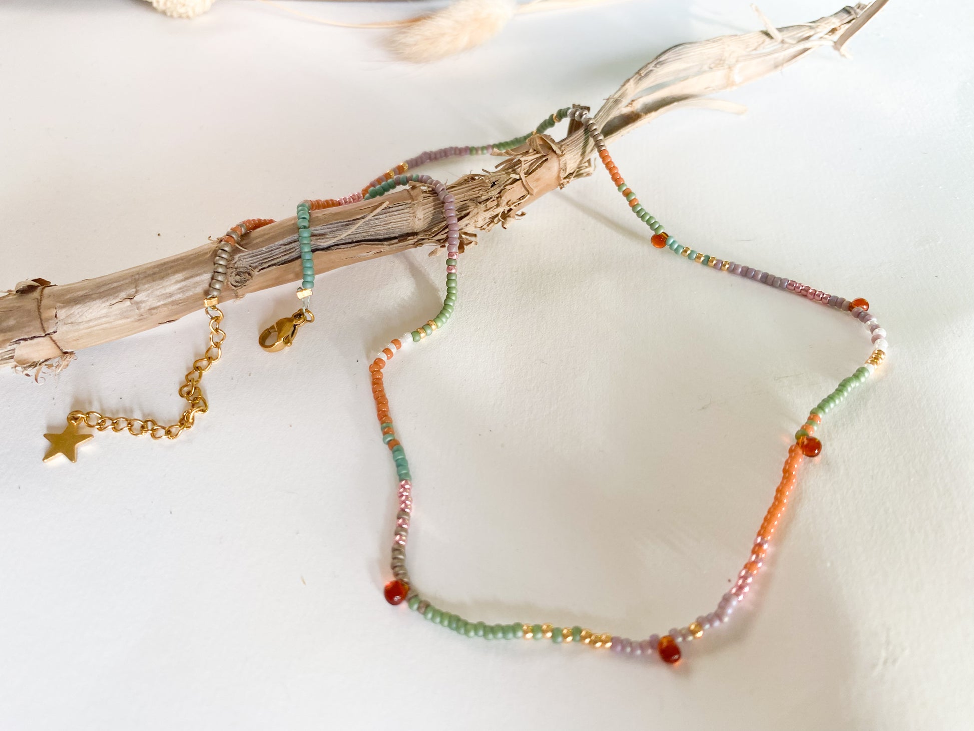 Handgemachte Glasperlenkette in Herbstfarben - Sabetti | Boho-Schmuck