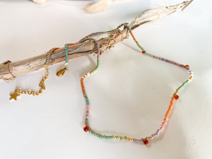 Handgemachte Glasperlenkette in Herbstfarben - Sabetti | Boho-Schmuck