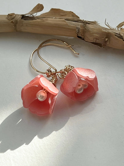 Blüten Ohrringe Gold Filled | CORAL – Boho mit Perle