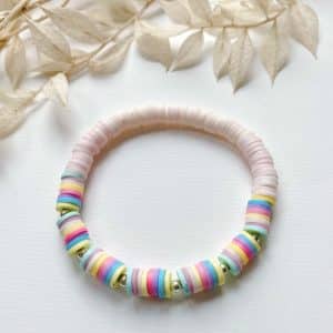 Pastellarmband mit Silberperlen -Heishi-Armband