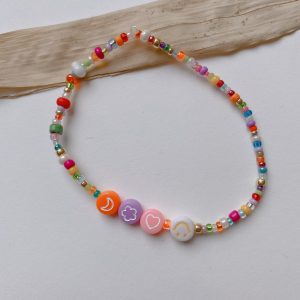elastische rosa-flieder-orange Gute-Laune Armband Ibizastyle - handmade